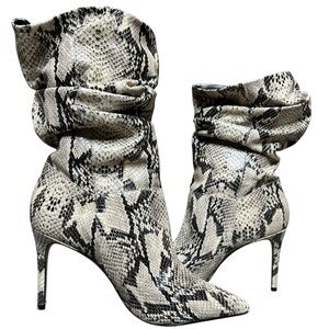 Schutz Women’s Ashlee Snake-Embossed Leather Bootie-Size 8B